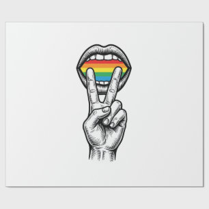 Papel De Presente Camiseta Vetor Orgulho Mão Paz Arco-Íris Vintage_1