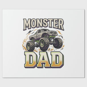 Papel De Presente Camiseta Vetorial Vintage Caminhão Monstro Pai Mon