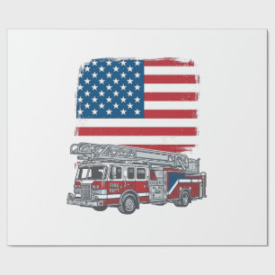 Papel De Presente Camiseta Vintage Bandeira Americana Caminhão de Bo