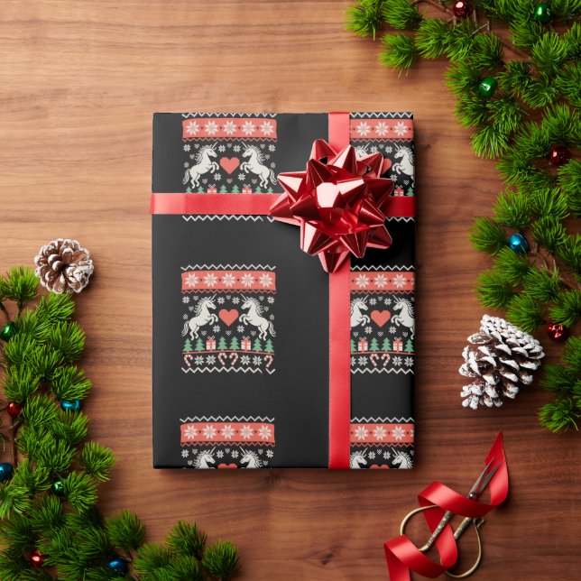 Papel De Presente Camisola Feia de Natal Unicórnio Época de Natal (Presente de Natal)
