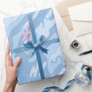 Papel De Presente Camo Azul Desvanecido