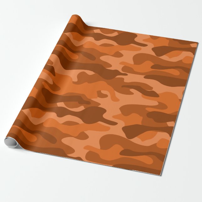 Papel De Presente Camo, cor de laranja espanhol (Desenrolado)