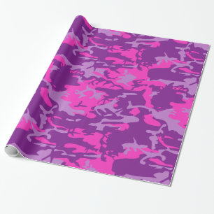 Papel De Presente Camo cor-de-rosa e roxo