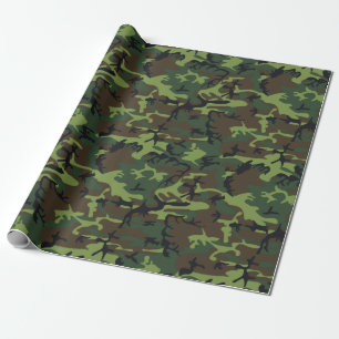 Papel De Presente Camo Verde Militar