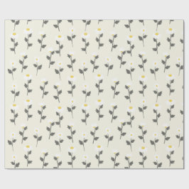 Papel De Presente Camomila Floral Elegante em Aquarela