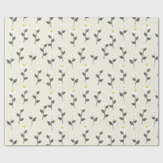 Papel De Presente Camomila Floral Elegante em Aquarela