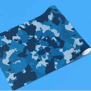 Papel De Presente Camouflage Camo Marinho Azul Militar