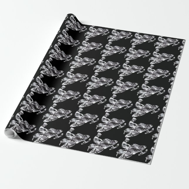 Papel De Presente Camouflage Cinza Snowmobile (Desenrolado)