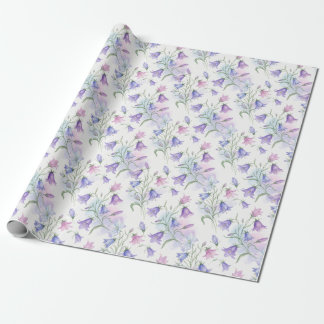 Papel De Presente Campainhas Rosa e Roxo em Aquarela