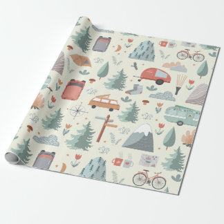 Papel De Presente Campanha, caminhada, portas e tema da natureza