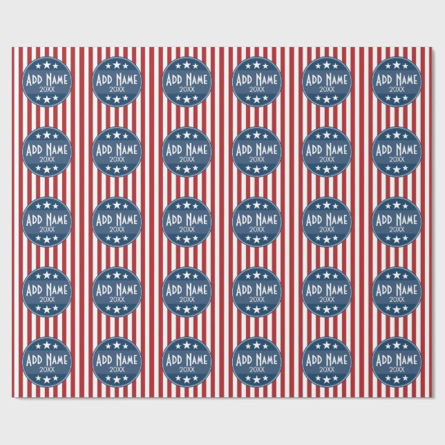 Papel De Presente Campanha Política - Estrelas e Stripes Patriotas (Aberto)