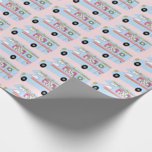 Papel De Presente Camper de Natal bonito Vintage Motorhome RV Xmas