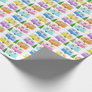 Papel De Presente Camper Vintage de Natal encantador Trailer RV Xmas