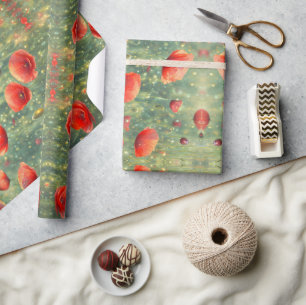 Papel De Presente Campo brilhante de papoila vermelha, floral