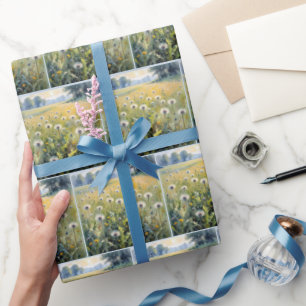 Papel De Presente Campo Dandelion de Aquarela