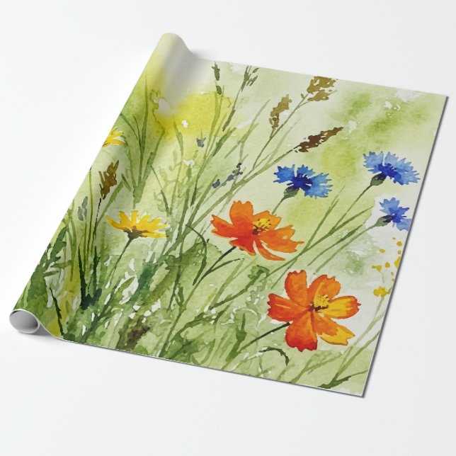 Papel De Presente Campo de flores silvestres (Desenrolado)