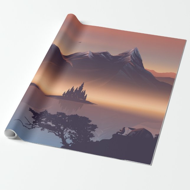 Papel De Presente Campo de fogo perto do lago (Desenrolado)