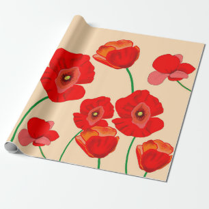 Papel De Presente Campo de Papila Vermelha