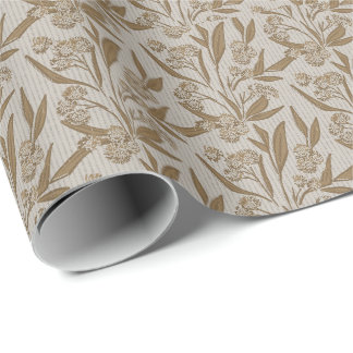 Papel De Presente Campo de prado étnico boêmio floral areia