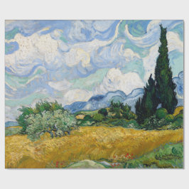 Papel De Presente Campo de trigo com os ciprestes por Vincent van