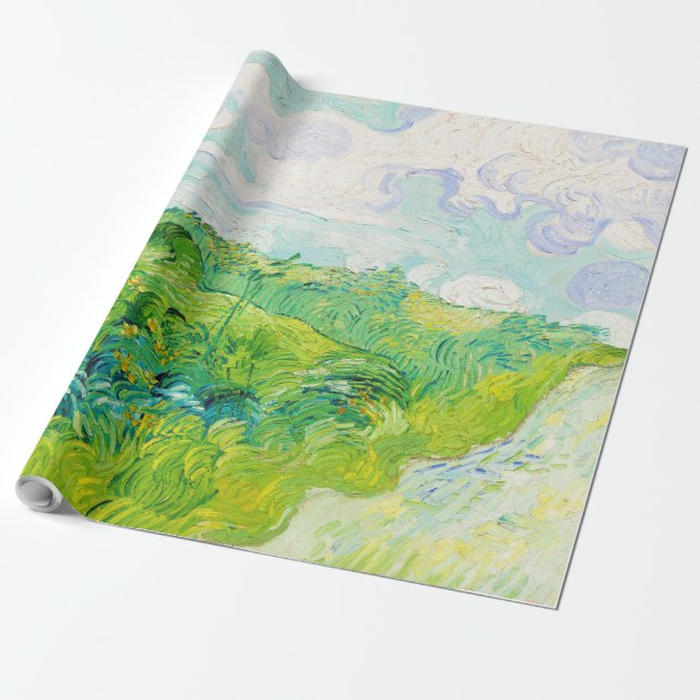 Papel De Presente Campos de Trigo Verde, Van Gogh (Desenrolado)