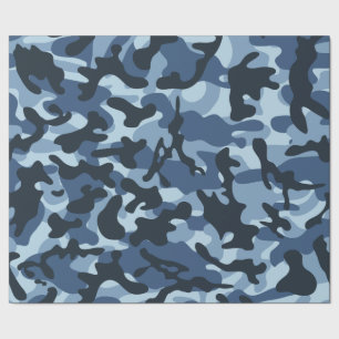 Papel De Presente Camuflagem Azul