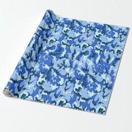 Papel De Presente Camuflagem Azul do Céu Florestal