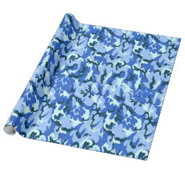 Papel De Presente Camuflagem Azul do Céu Florestal