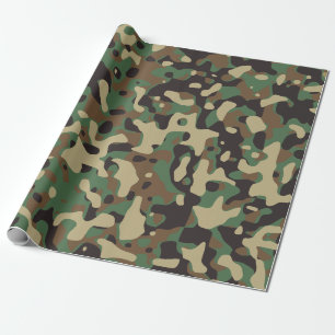Papel De Presente Camuflagem Camuflagem Verde Marrom Bege Exército M