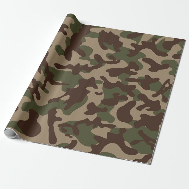Papel De Presente Camuflagem de Madeira Profunda  (Desenrolado)