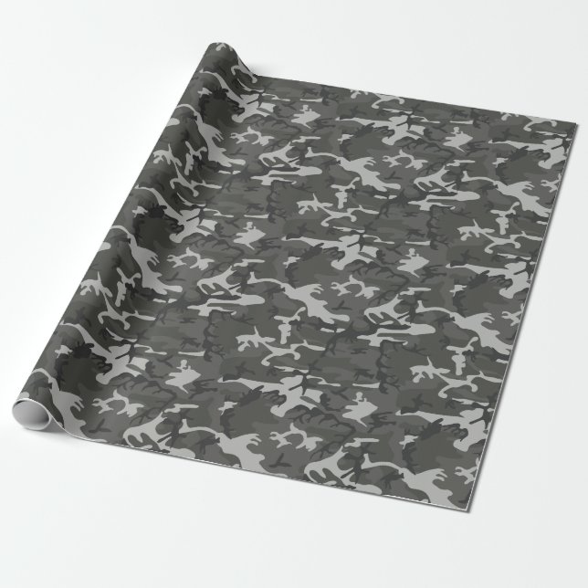 Papel De Presente Camuflagem de Sombras de Quatro Cinzas Diversas (Desenrolado)