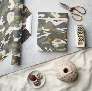 Papel De Presente Camuflagem Estilo Aquarela com Animais