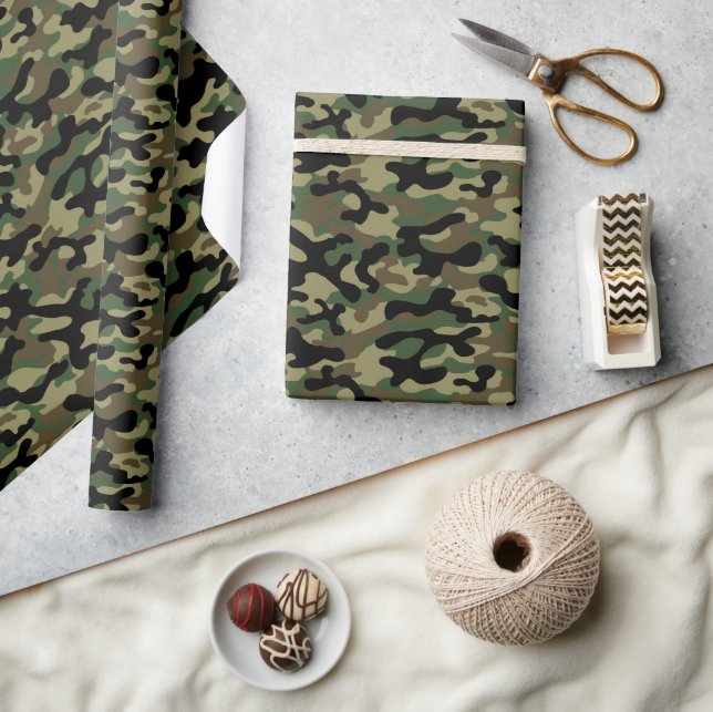 Papel De Presente Camuflagem Florestal (Artesanato)