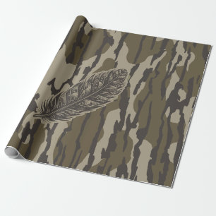 Papel De Presente Camuflagem Florestal de Camo de Penas Bottomland T