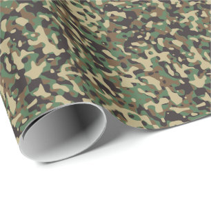 Papel De Presente Camuflagem militar verde de Tan Brown Camo da