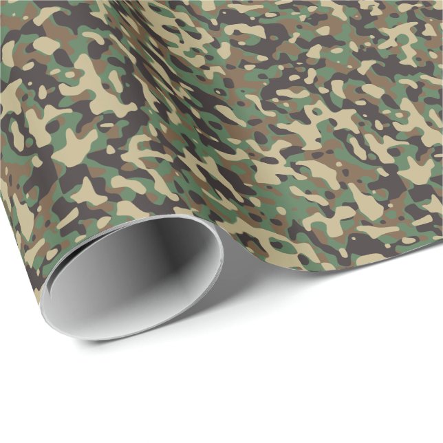 Papel De Presente Camuflagem Militar Woodland Tan Green Brown (Ponta do rolo)