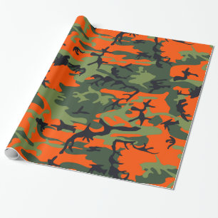 Papel De Presente Camuflagem Orange Hunter