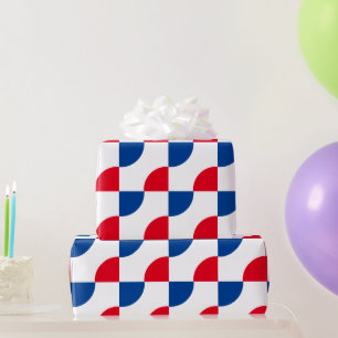 Papel De Presente Camuflagem Patriótica Padrões Vermelhos Azuis Bran