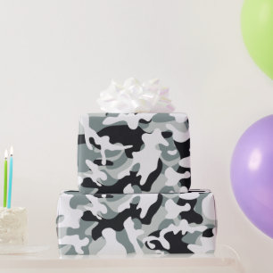 Papel De Presente Camuflagem Poeira de Neve