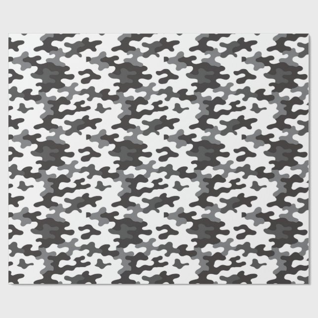 Papel De Presente Camuflagem Preto e Branco (Aberto)