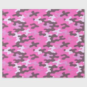Papel De Presente Camuflagem Rosa