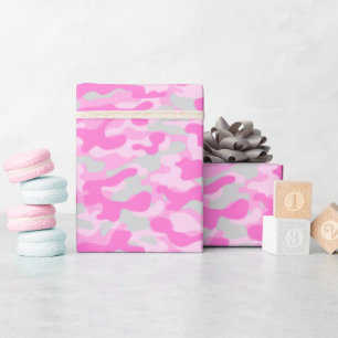 Papel De Presente Camuflagem Rosa