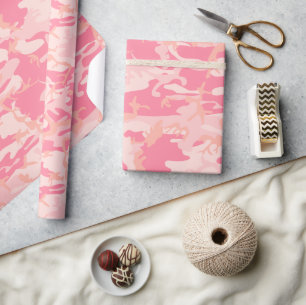 Papel De Presente Camuflagem Rosa, Militar, Exército