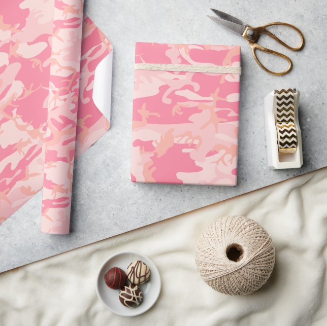 Papel De Presente Camuflagem Rosa, Militar, Exército (Artesanato)