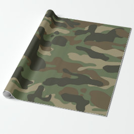 Papel De Presente Camuflagem Verde Camo Exército Monograma Monograma