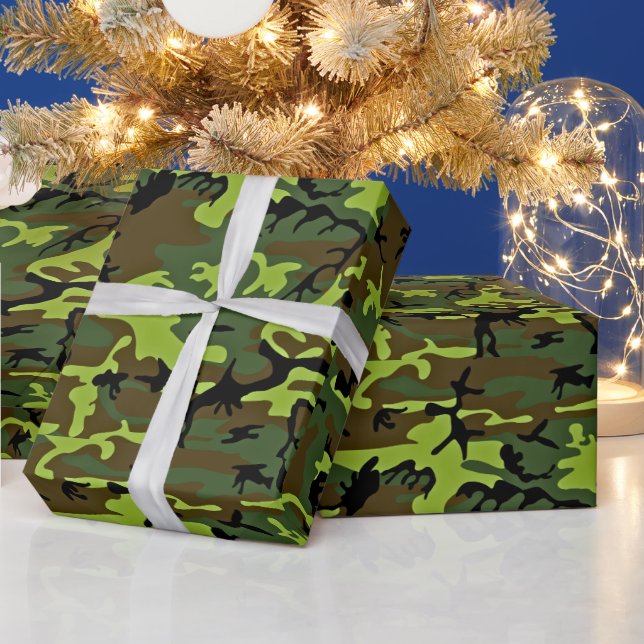 Papel De Presente Camuflagem verde/preta para todas as ocasiões (Feriados)