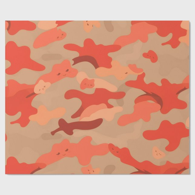 Papel De Presente Camuflagem vermelha (Aberto)
