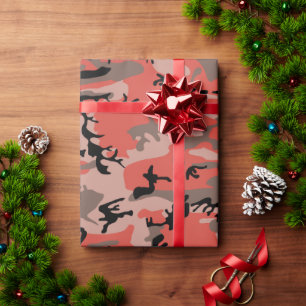 Papel De Presente Camuflagem Vermelha e Marrom, Militar, Exército