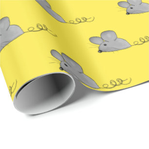 Papel De Presente Camundongos cinzas de amarelo