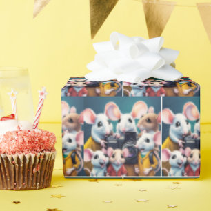 Papel De Presente Camundongos Colocando Com Uma Câmera